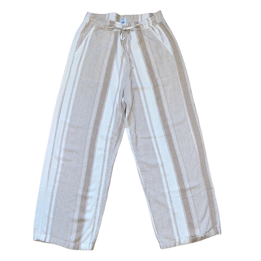 Westport Linen Blend Pants in Tan & White Womens Size Large Boho